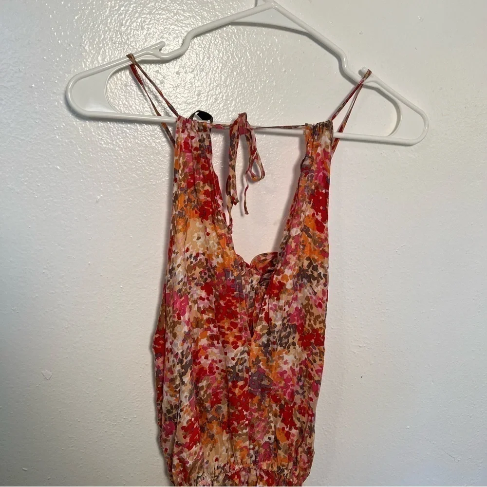 Addison Heart Women's Size Small Romper Pink Multi Geometric Ruffle Adjustable - Picture 7 of 10